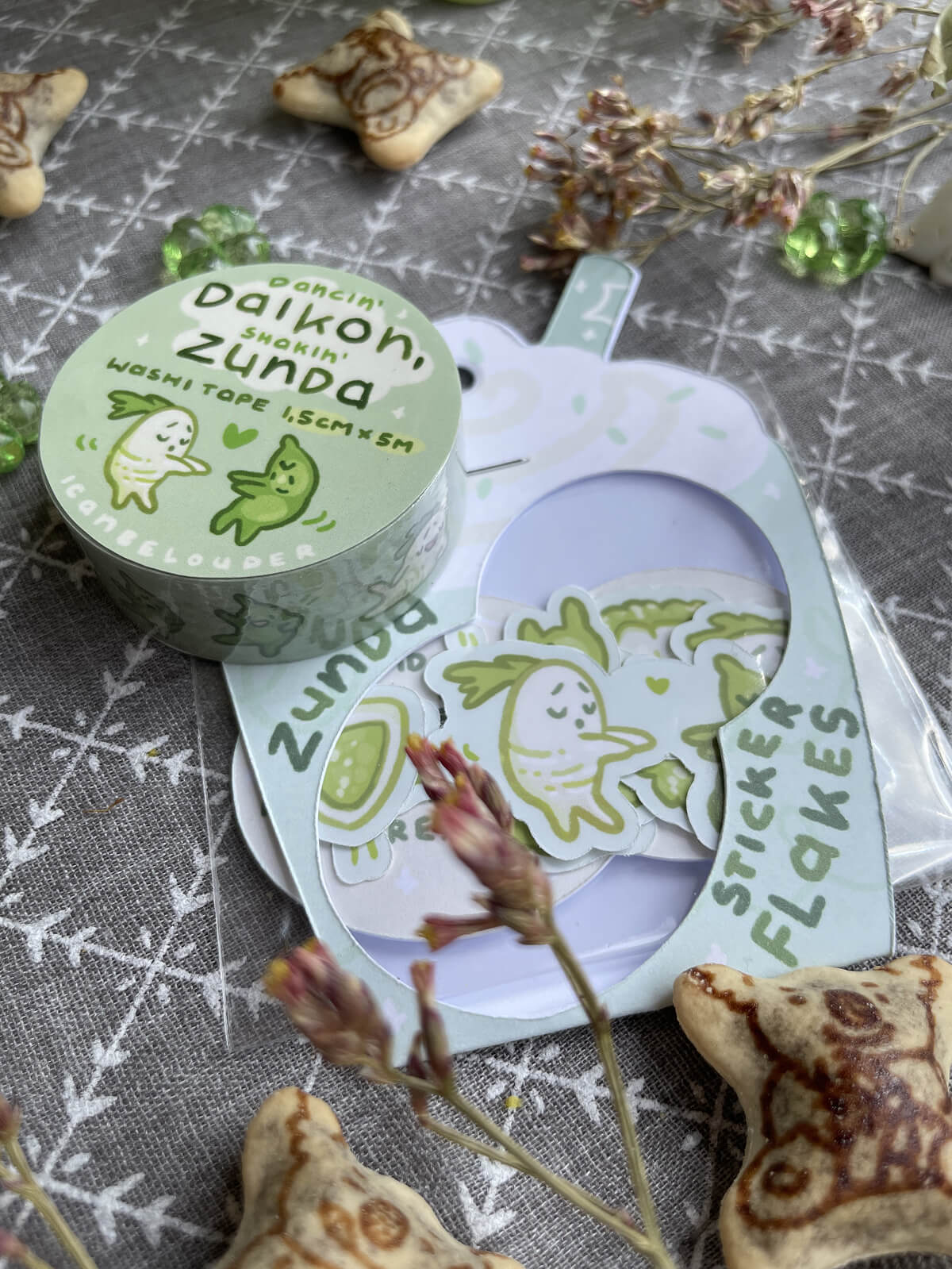 Dancin' Daikon, Shakin' Zunda ✦ Sticker Flakes